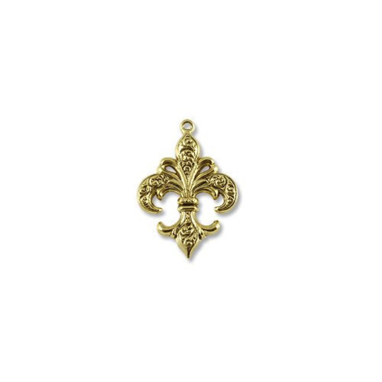 JewelrySupply Pendant | Fleur de lis 38.5x27mm Pewter Antique Gold Plated